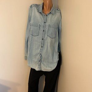 Express Denim Button-Down Blouse | 100% Cotton